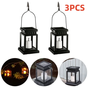 3x LED Solar Powered Hanging Lantern Lights Garden Outdoor Waterproof Table Lamp - Picture 1 of 13