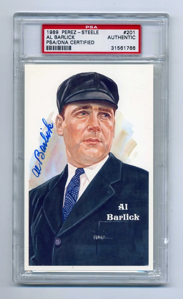 BEAUTIFUL AL BARLICK  SIGNED PEREZ STEELE POST CARD  PSA/DNA SLABBED - Image 1 of 1