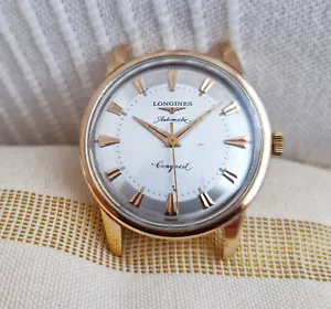 Vintage Swiss Longines Conquest automatic watch, 18k solid rose gold, 19AS, runs - Picture 1 of 21