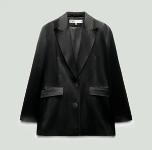 Blazer Zara negro satinado talla S - Imagen 1 de 7