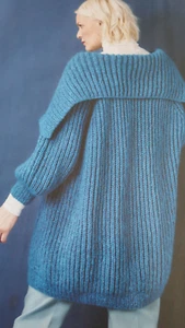 Pattern For Lady's Cosy Casual Ribbed Jacket In Aran yarn.-Sizes 34-56ins - Picture 1 of 2