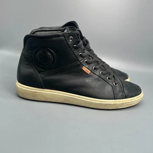 Zapatillas deportivas Ecco Soft 7 para hombre 7 de cuero negras con cordones punta alta redonda informales - Imagen 1 de 12