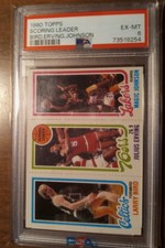 1980 Topps Larry Bird Julius Erving Magic Johnson Scoring Leaders Rookie PSA 6