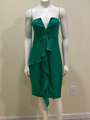 Vestido Stylestalker Abbey Para Mujer M Verde Esmeralda Sin Tirantes Volantes Recorte V Nuevo Con Etiquetas  Foto 1 de 4