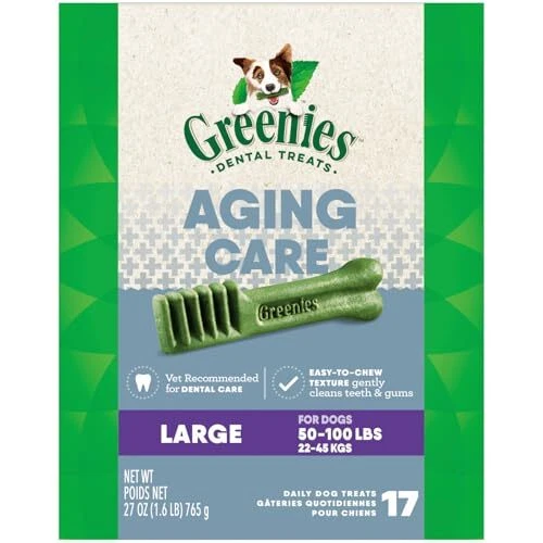 GREENIES Aging Care Large Dental Dog Treats 27oz 17 Count Chewy Natural Treats - Image 1 of 4