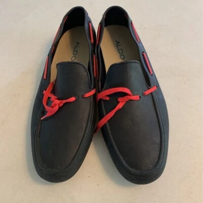 Sapatos de barco masculinos Aldo preto com cadarço Moc toe parte superior baixa Itália 12 EUR 45 - Imagem 1 de 4