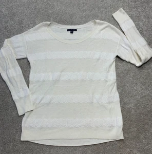 American Eagle Sweater Womens S White Lace Accents Romantic Softgirl Balletcore - Picture 1 of 11