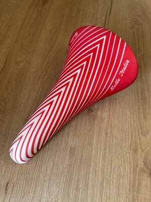 Piezas Bicicleta Retro - Sillín Nuevo Selle Italia Rojo/Blanco (272 mm x 146 mm) Foto 1 de 4