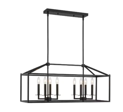 Hukoro Alfa 35 pulgadas Lámpara de araña lineal moderna de 8 luces con acabado negro mate Foto 1 de 4