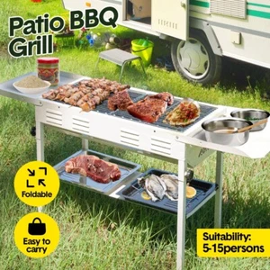 Barbecue Charcoal Grill Stove Foldable Kebab Stainless Steel BBQ Grill Outdoor - Picture 1 of 11