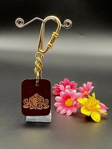 Vintage Genuine Leather Brown Gold Metal Made In Britain Key Ring - Picture 1 of 7