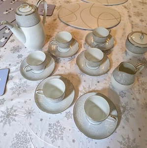 Rare Noritake Damask 5698 Vintage Fine China 6 piece Coffee Set - Stunning - Picture 1 of 12