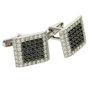 18ct White Gold Black Diamond Pave Cufflinks - 2.72ct - 8.3g - Picture 1 of 4