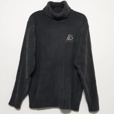 Vintage FUBU sweater pullover men M chenille turtleneck gray y2k soft Retro cozy - Image 1 of 4