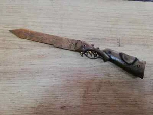 VTG OLD RARE WW1 WWI FRENCH TRENCH ART SHAPE RIFLE GUN LETTER OPENER PAPER KNIFE - Picture 1 of 8