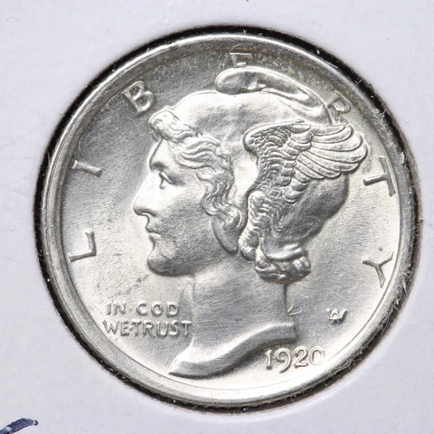 1920 FULL BANDS Mercury Silver Dime CHOICE BU *UNCIRCULATED* MS E265 QCCT Cover