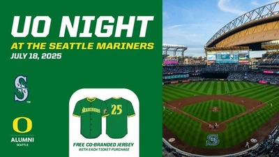 2025 Seattle Mariners & Oregon Ducks SGA JERSEY LARGE - Image 1 of 4
