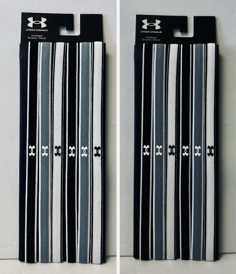Pacote com 6 tiaras Under Armor preto branco e cinza lote de 2 - 12 tiaras total NOVO - Imagem 1 de 1