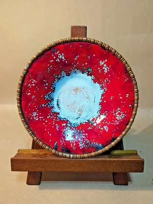 Serge Nekrassoff Red Enamel on Copper Dish Signed 7" - Image 1 of 4