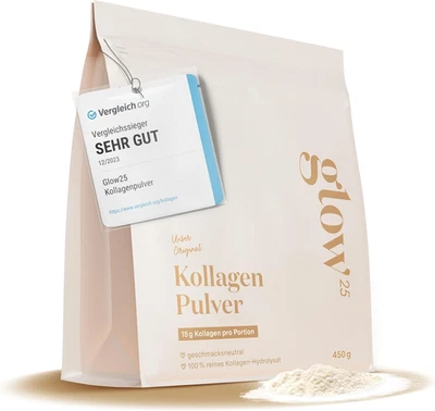 Glow25-Collagen Pulver 450g – Original Kollagen Hydrolysat, gut löslich,neutral - Bild 1 von 4