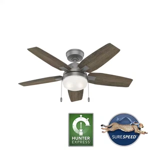 Antero 44 In. Hunter Express Indoor Matte Silver Ceiling Fan with Light Kit Incl - Picture 1 of 12