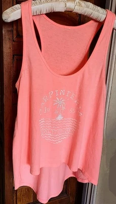 Camiseta sin mangas Carpinteria, California espalda cruzada rosa melocotón salmón para mujer *S Foto 1 de 4