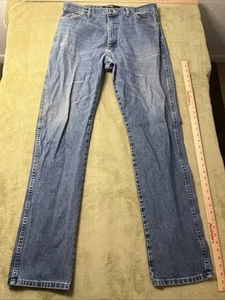 Wrangler 13MGSHD George Strait CROTCH RIPPED HOLE Mens 36x36 Blue Jeans 35x36 - Picture 1 of 7