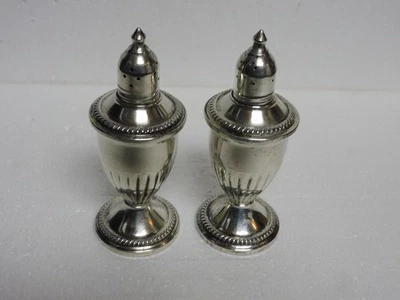 VTG STERLING SILVER SALT & PEPPER SHAKERS GLASS LINED - Image 1 of 4
