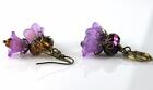 Boucles d'oreilles en laiton antique en laiton violet lys topaze ou fleur de cristal violet choix