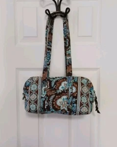 Vera Bradley Purse Blue And Brown Floral Quilted Pocketbook Handbag Shoulder Bag - Picture 1 of 24