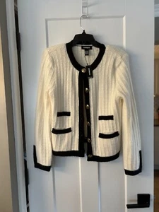 Express Nuovo Cardigan Crema E Nero, Maglione, Manica Lunga Taglia S - Foto 1 di 10