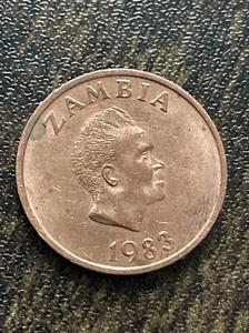1983 Zambia One Ngwee Copper Clad Steel Coin  Circulated TB3233* - Picture 1 of 2
