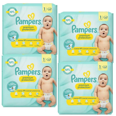 4x 24 = 96 Stück Pampers Premium Protection Größe 1 Mini 2-5kg Windeln