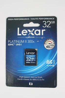 Lexar Platinum II 300x 32GB SDHC Memory Card, High Performance - Image 1 of 2