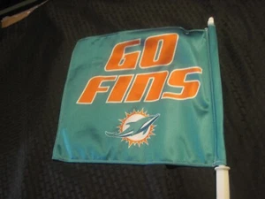 MIAMI DOLPHINS TEAL ORANGE 11" X 14" GO FINS 2 DESIGN LOGO CAR/AUTO FLAG NEW - Picture 1 of 2