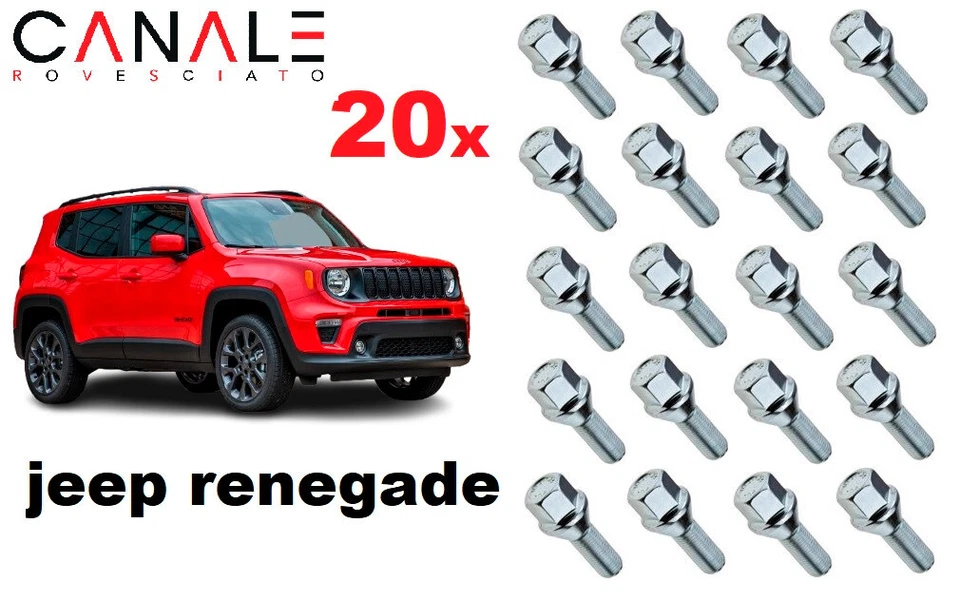 BIMECC kit 20 bulloni dadi ruota Jeep renegade M12x1,25 Jeep renegade Fiat 500x 500L