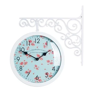 Antique Art Design Double Sided Wall Clock Station Clock Home Decor - Flower3WH - Picture 1 of 3