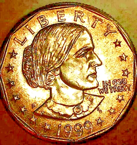 1999 P Susan B Anthony One Dollar US Mint Coin AU SBA Free Shipping Cover