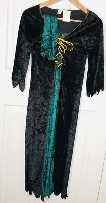 Девочек костюм платье средний большой черный зеленый ведьма бархата рукава - Изображение 1 из 4