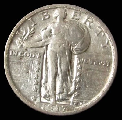 1917 SILVER STANDING LIBERTY QUARTER 25C TYPE 1 SLQ COIN ABOUT UNC - Image 1 of 2