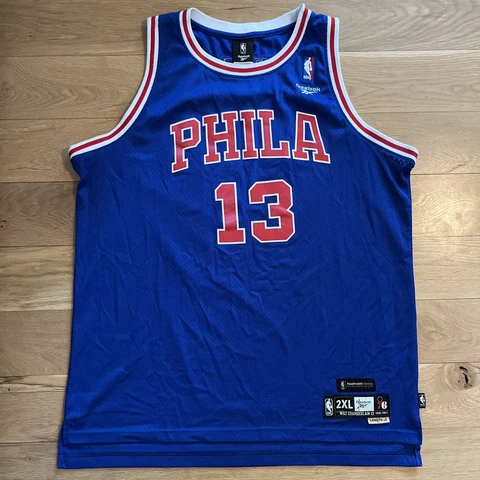 VTG Philadelphia 76ers WILT CHAMBERLAIN Jersey (Blue, #13) Reebok Men’s Size 2XL Cover