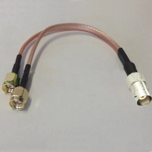 12" RG316 BNC Female Jack to Y type 2X SMA Male Splitter Combiner Pigtail cable - Picture 1 of 7