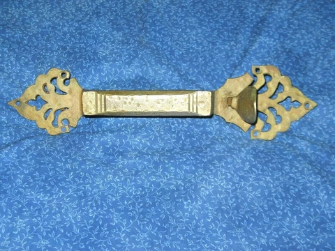 Antique Entry Door Thumb Latch Hardware Nickel Plate On Heavy Cast Brass Orig Cover