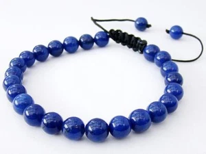 Pulsera de cuentas de macramé de piedras preciosas todas las cuentas de piedra LAPISLÁZULI azul de 8 mm - Imagen 1 de 1