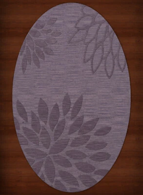 Purple Transitional Hand Hooked Leaves Petals Outline Area Rug Floral DV17 - Image 1 of 2