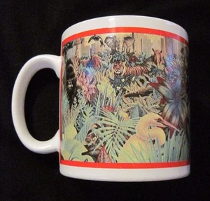 ENDANGERED WILDLIFE Ceramic MUG Cup APPLAUSE Company Gorilla, Tiger, Rhino RARE - Picture 1 of 5