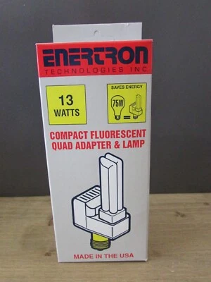 Enertron 13 Watt Compact Fluorescent Quad Adapter & Lamp - Made in USA - Image 1 of 4