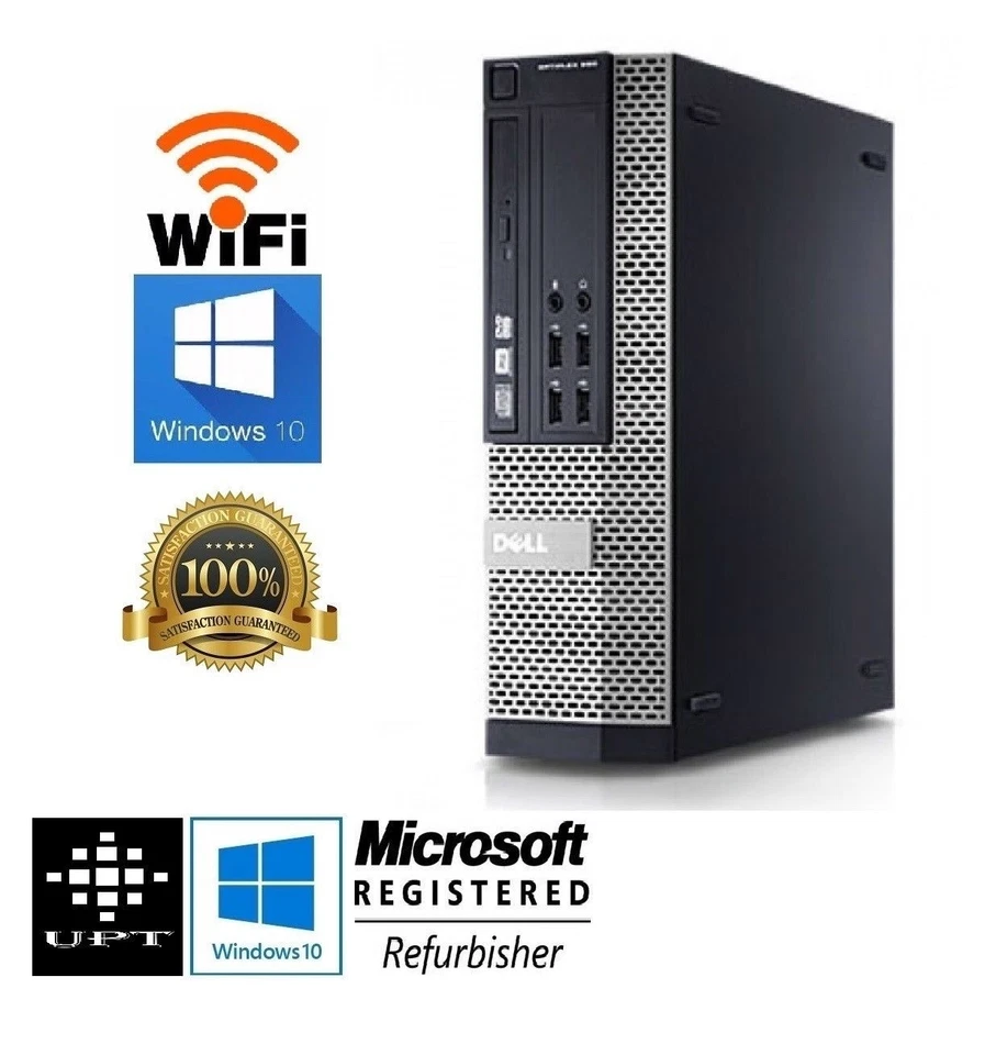 Dell Desktop Computer Quad Core i5 8GB RAM 500GB HD Windows 10 Pro DVD WiFi  - Image 1 of 4