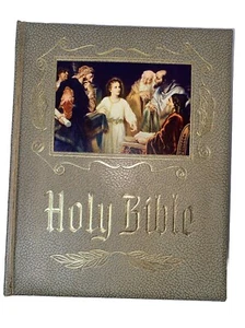 1964 Large Heirloom KJV Holy Bible Red Letter Edition & Pictorial Gold Maps VG - Picture 1 of 15