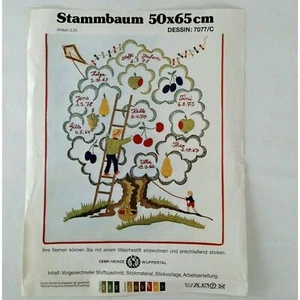 Kit de bordado de árbol genealógico Heinzegarn árbol genealógico Alemania 20x25 pulgadas vintage - Imagen 1 de 5